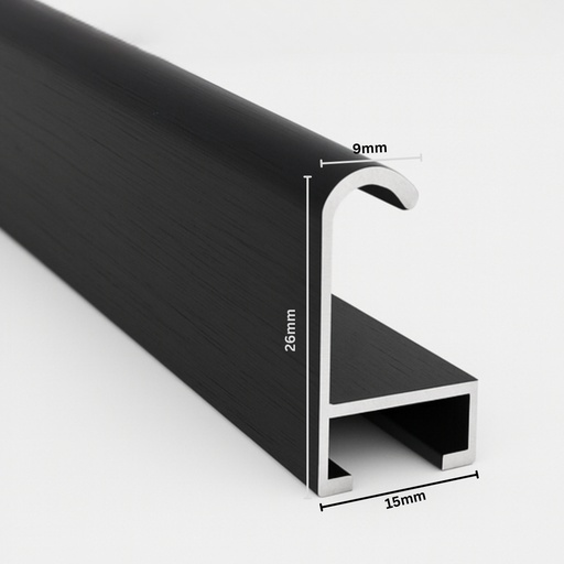[128B] Aluminium Moulding W 16 X H 25 X L 2900mm Black