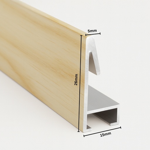 [127NW] Aluminium Moulding W 16 X H 32 X L 2900mm Natural Wood