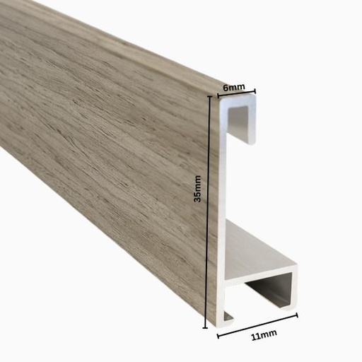 [126N] Aluminium Moulding W 16 X H 35 X L 2900mm Grey Wood