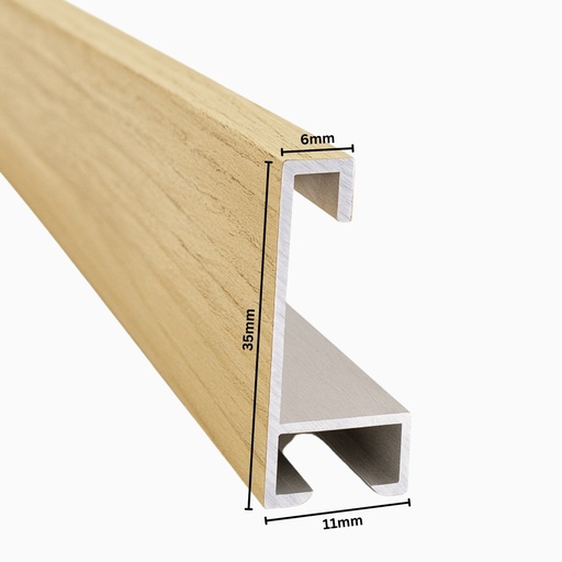 [126G] Aluminium Moulding W 16 X H 35 X L 2900mm Natural Wood