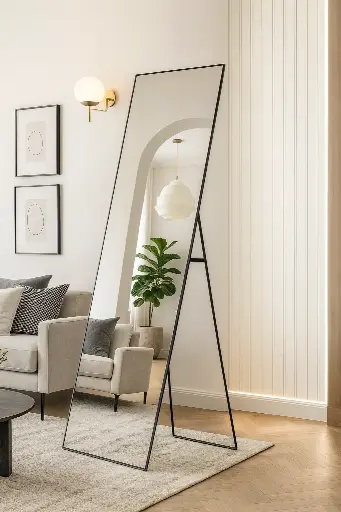 [MJ4B-23S] Mirror Rectangle With Stand 600X1800mm Black With Stand