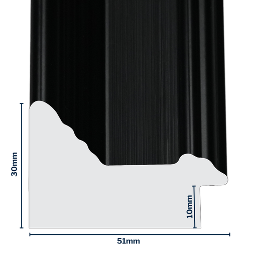 [Q952-3B] Q-Moulding W 51 X H 30 X L 2900mm Black
