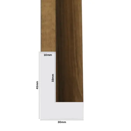 [1173-3K] PS Moulding W 30 X H 45 X L 2900mm Natural Kiaat (Canvas Floater 33mm) 10mm Face
