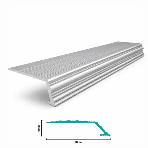 [3069AS] Aluminium Flooring Profile Cover Tread H 6 X W 28 X L 2700mm Silver