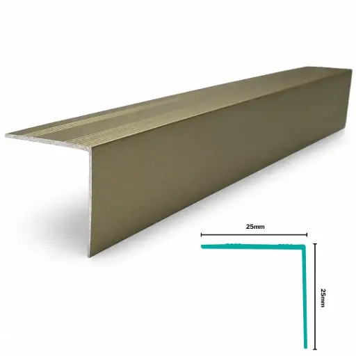 [3068AC] Aluminium Flooring Profile Stair Edge H 25 X W 25 X L 2700mm Champagne