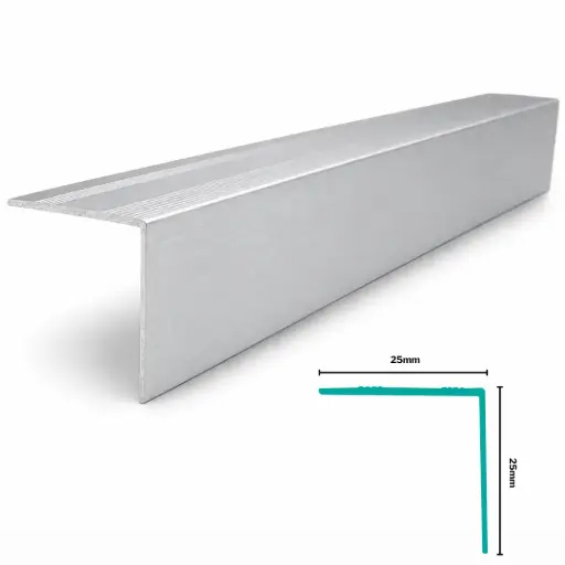 [3068AS] Aluminium Flooring Profile Stair Edge H 25 X W 25 X L 2700mm Silver