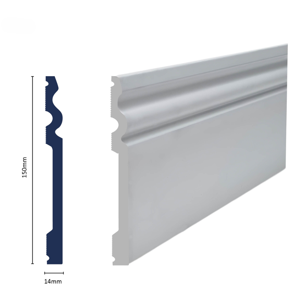 [3004WN] HDPS SKIRTING H 150 X W 14 X L 2700MM WHITE
