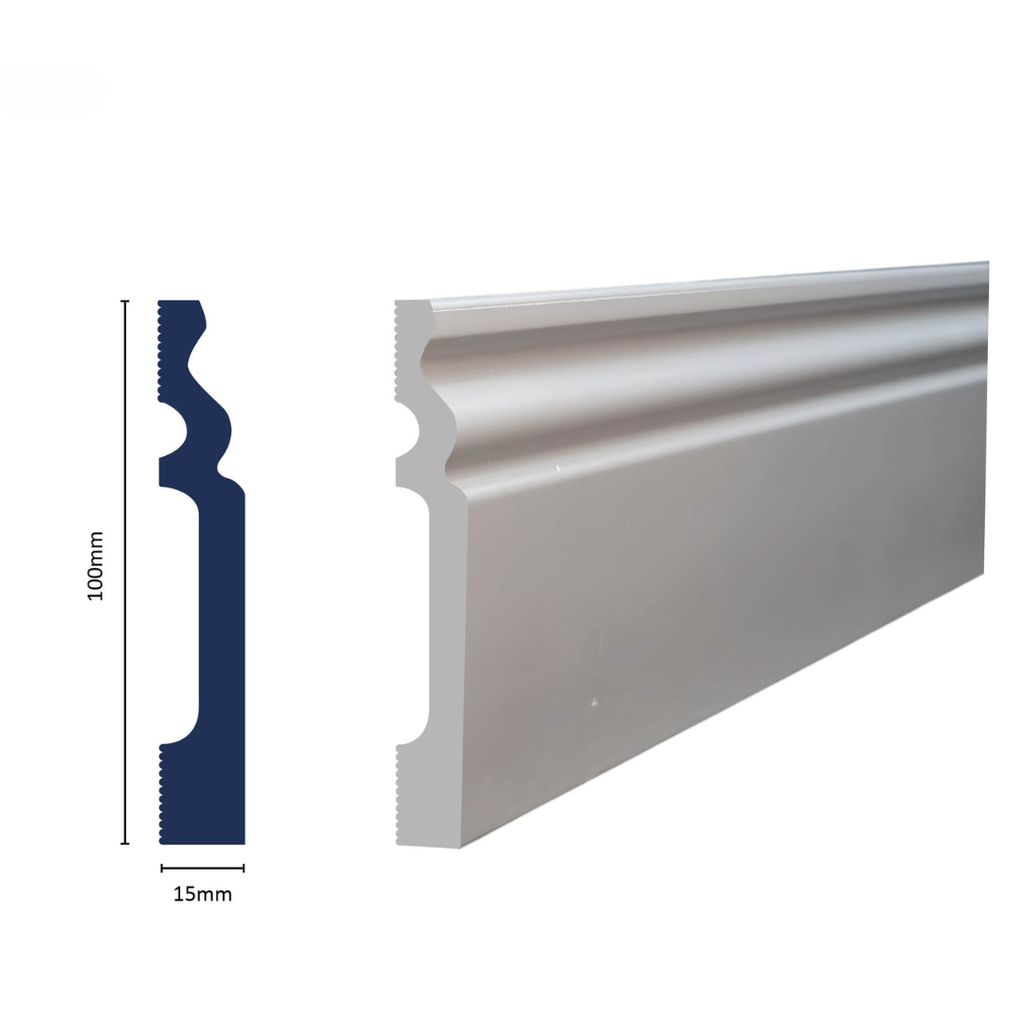 [3005WN] HDPS SKIRTING H 100 X W 15 X L 2700MM WHITE