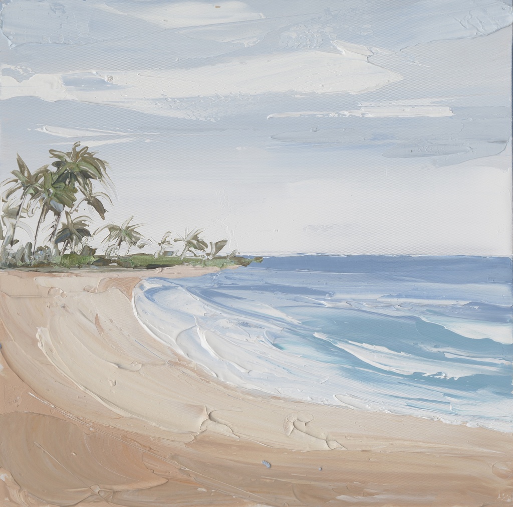 [PXYW743] OIL ON CANVAS BEACH 500X500MM
