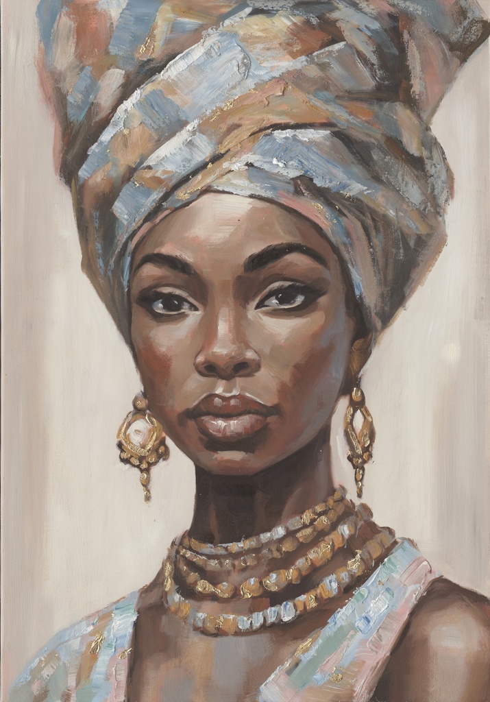 [PXYW745] OIL ON CANVAS AFRICAN LADY FACE I 700X1000MM