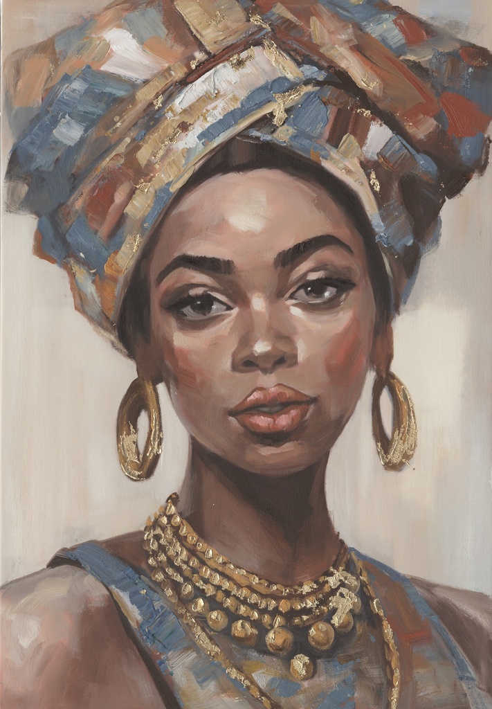 [PXYW746] OIL ON CANVAS AFRICAN LADY FACE II 700X1000MM