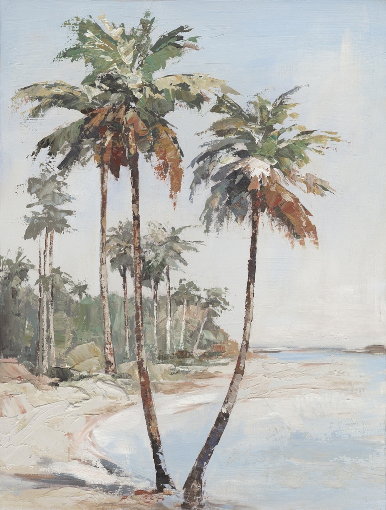 [PXYW760] OIL ON CANVAS PALMS ON BEACH 900X1200MM