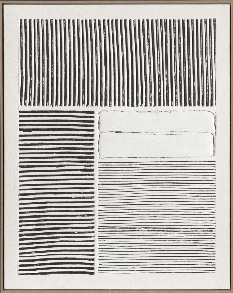 [PXYW763] OIL ON CANVAS FRAMED ABSTRACT BLACK & WHITE 800X1000MM