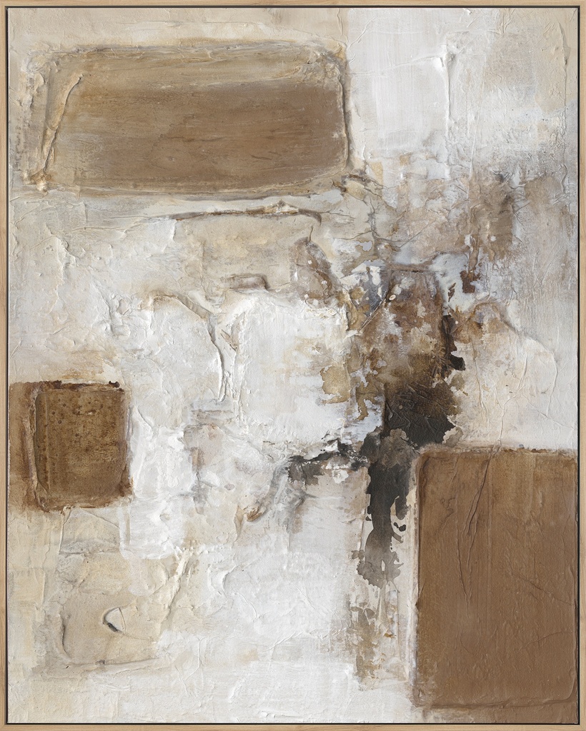 [PXYW765] OIL ON CANVAS ABSTRACT WHITE BEIGE & BROWN  800X1000MM