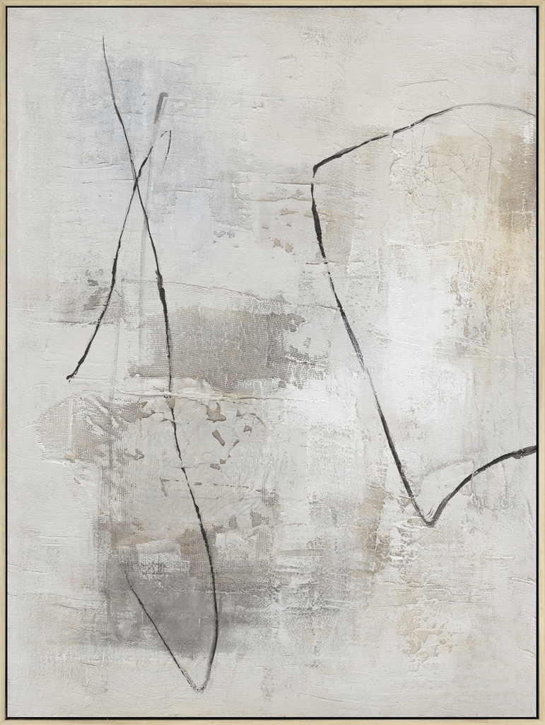 [PXYW767] OIL ON CANVAS FRAMED ABSTRACT NEUTRAL 900X1200MM