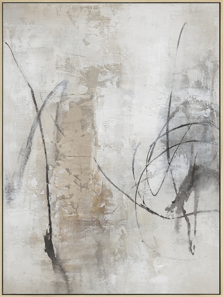 [PXYW768] OIL ON CANVAS FRAMED ABSTRACT NEUTRAL II 900X1200MM
