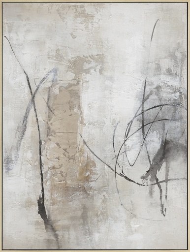 [PXYW768] Oil On Canvas Framed Abstract Neutral Ii 900X1200mm