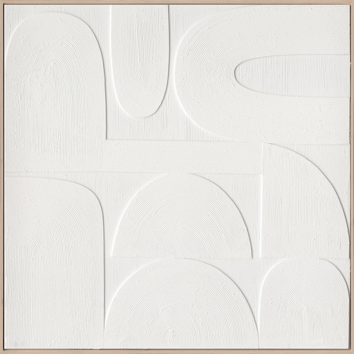 [PXYW770] Oil On Canvas Framed Abstract White 1000X1000mm