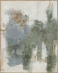 [PXYW771] Oil On Canvas Framed Abstract Blue & Greens 1200X1500mm