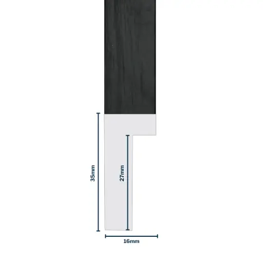 [7007B] Wood Moulding W 16 X H 35 X L 2900mm Black