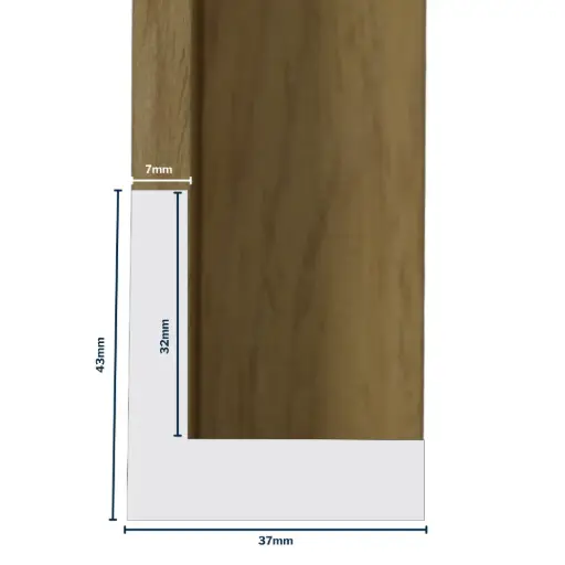 [7010A] Wood Moulding W 37 X H 44 X L 2900mm Brown (Canvas Floater 33mm) 7mm Face