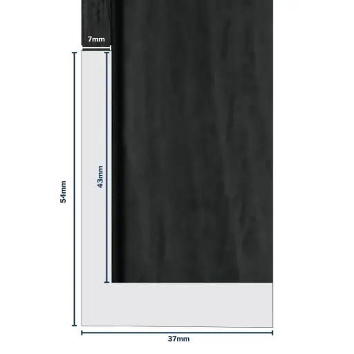 [7011B] Wood Moulding W 37 X H 54 X L 2900mm Black (Canvas Floater 43mm) 7mm Face