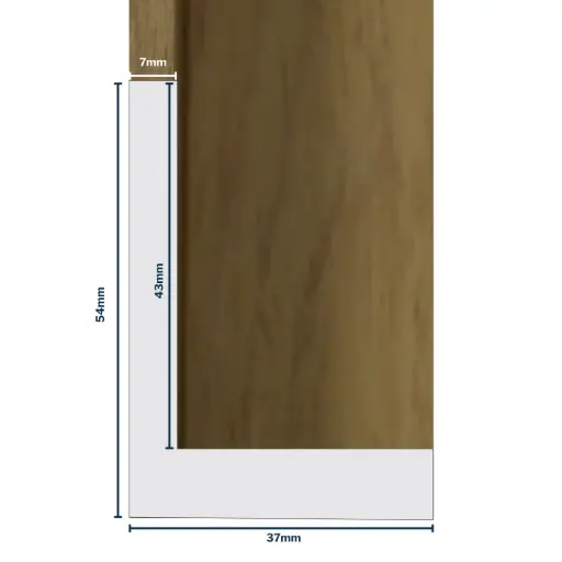 [7011A] Wood Moulding W 37 X H 54 X L 2900mm Brown (Canvas Floater 43mm) 7mm Face