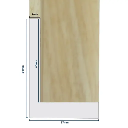 [7011N] Wood Moulding W 37 X H 54 X L 2900mm Natural (Canvas Floater 43mm) 7mm Face