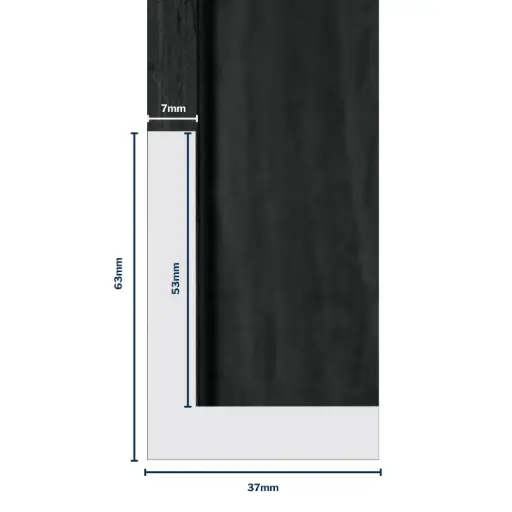 [7012B] Wood Moulding W 37 X H 63 X L 2900mm Black (Canvas Floater 52mm) 7mm Face