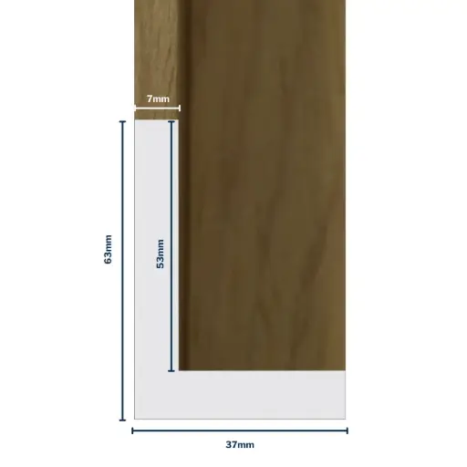 [7012A] Wood Moulding W 37 X H 63 X L 2900mm Brown (Canvas Floater 52mm) 7mm Face