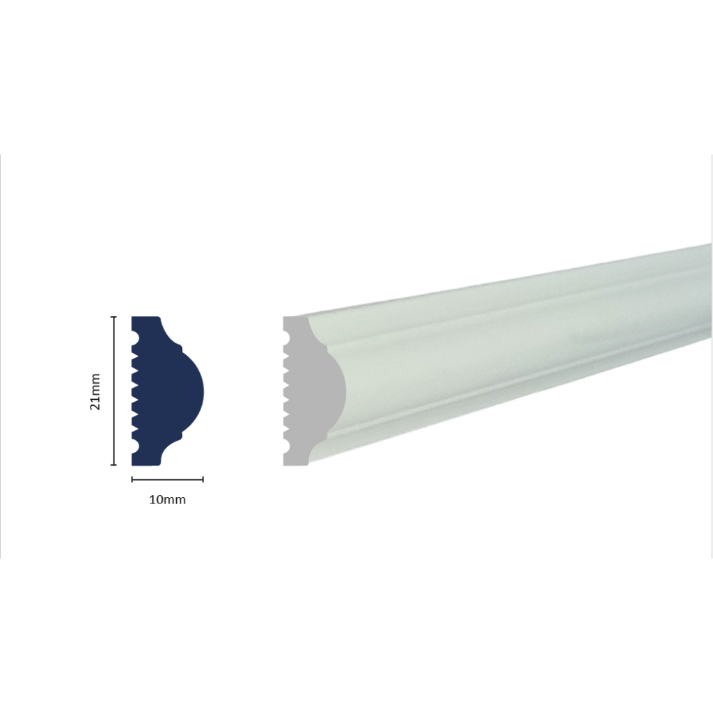 [3048WN] HDPS WAINSCOTING/DADO RAIL H 21 X W 10 X L 2700MM WHITE