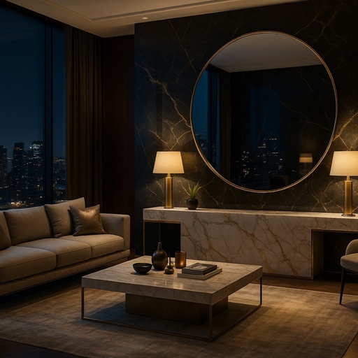 [MJ1A-24] Mirror Round 1500mm Antique Gold