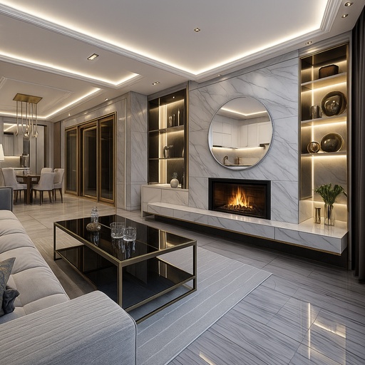 [MJ1S-25] Mirror Round 800mm Silver