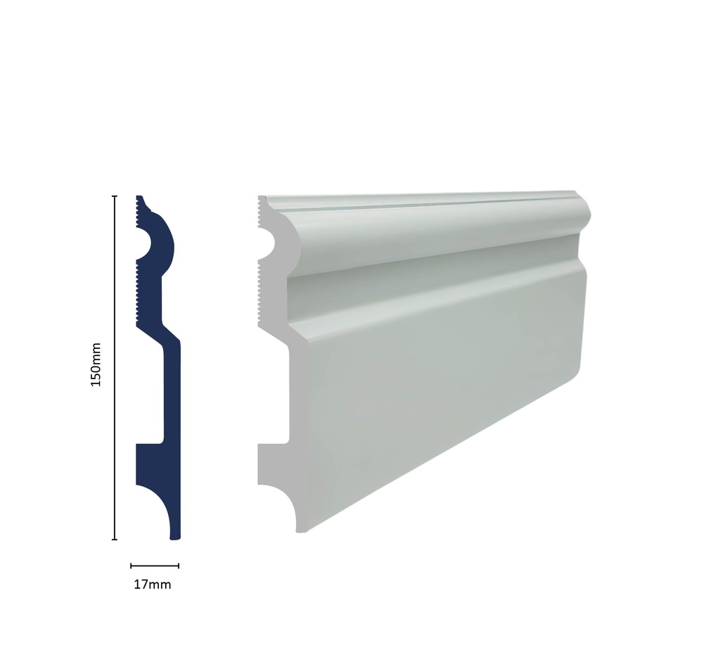 [3006W] HDPS SKIRTING H 150 X W 17 X L 2700MM WHITE