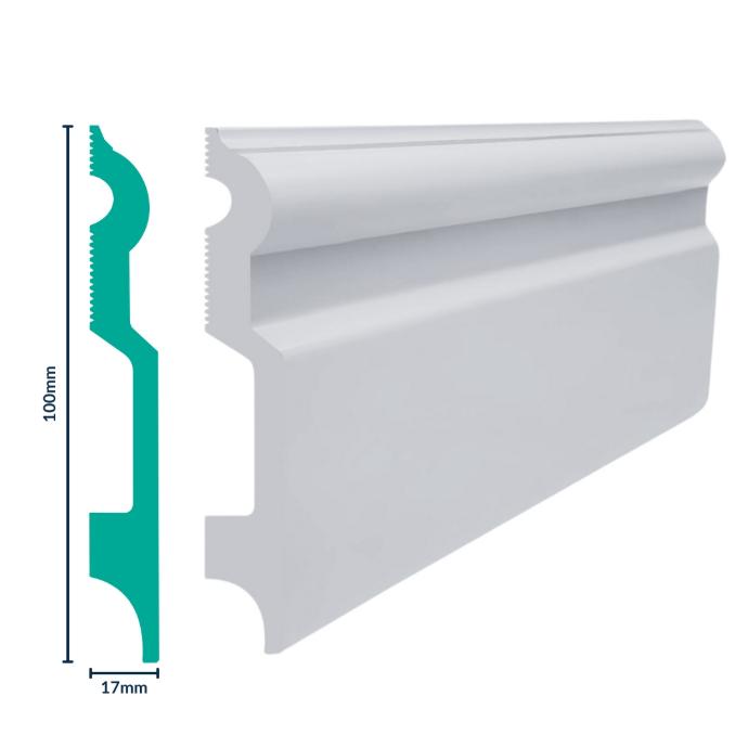 [3006W] HDPS SKIRTING H 150 X W 17 X L 2700MM WHITE