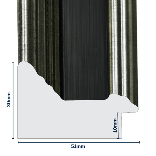 [Q952D] Q-Moulding W 51 X H 30 X L 2900mm Black & Silver