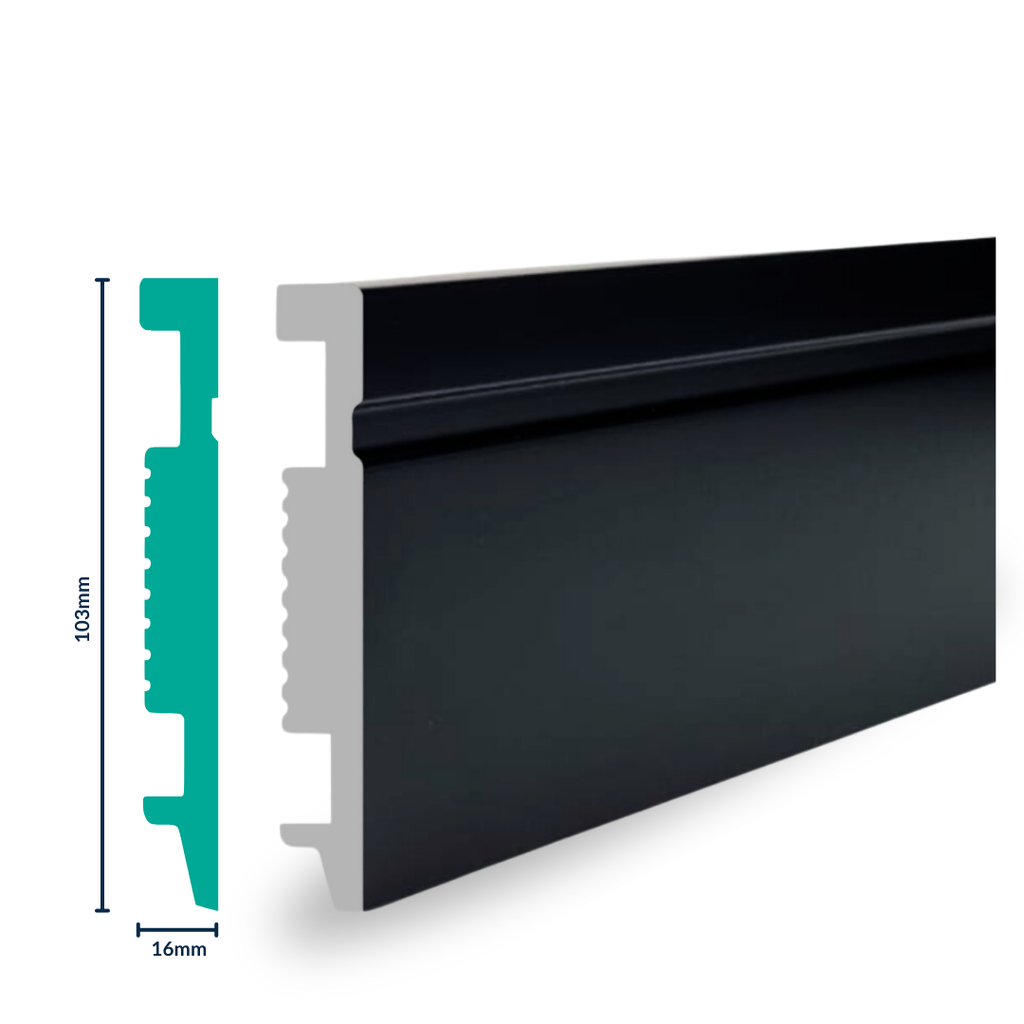 [3022ZP] HDPS SKIRTING H 103 X W 16 X L 2700MM JET BLACK