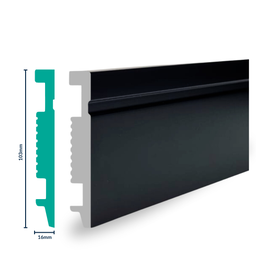 [3022ZP] HDPS Skirting H 103 X W 16 X L 2700mm Jet Black