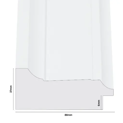 [1065NW] PS Moulding W 88 X H 37 X L 2900mm White (Replacement Of 1065W)