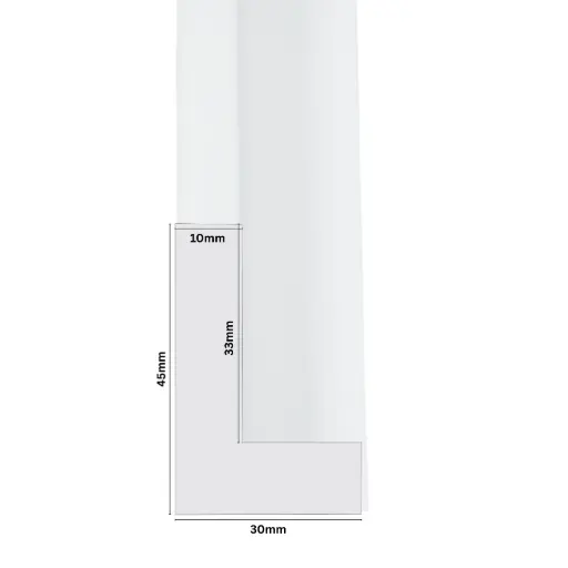 [1173AW] PS Moulding W 30 X H 45 X L 2900mm White (Canvas Floater 33mm) 10mm Face
