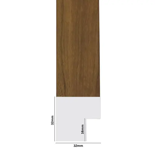 [1061-3KAW] PS Moulding W 32 X H 32 X L 2900mm Natural Kiaat With White Face