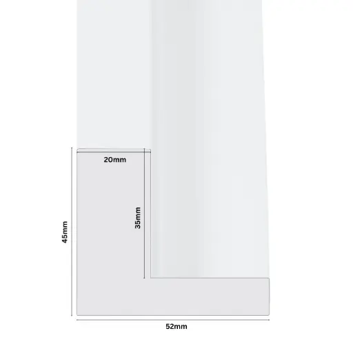 [1139AW] PS Moulding W 52 X H 45 X L 2900mm White (Canvas Floater 33mm) Dual Face 10/20mm