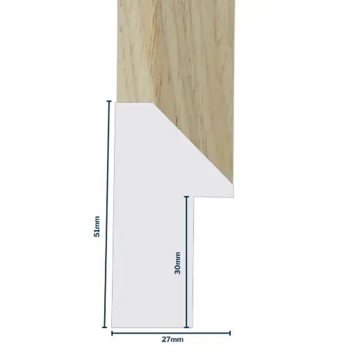 [7014N] Wood Moulding W 23 X  H 51 X L 2900mm Natural