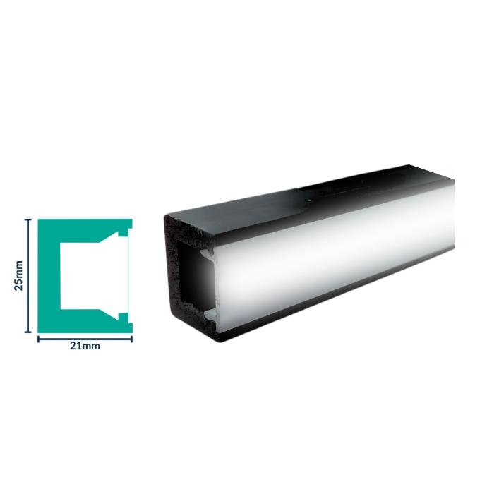 [3045NB] HDPS LED CHANNEL H 25 X W 21 X L 2700MM BLACK