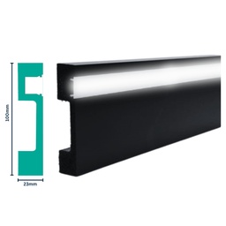 [3038ZP] HDPS Skirting Led H 100 X W 23 X L 2700mm Jet Black
