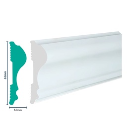 [3050WN] HDPS Wainscoting/Dado Rail H 65 X W 16 X L 2700mm White