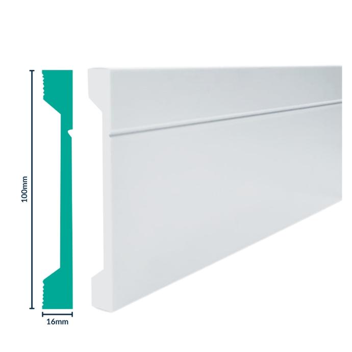 [3023WN] HDPS SKIRTING H 120 X W 16 X L 2700MM WHITE