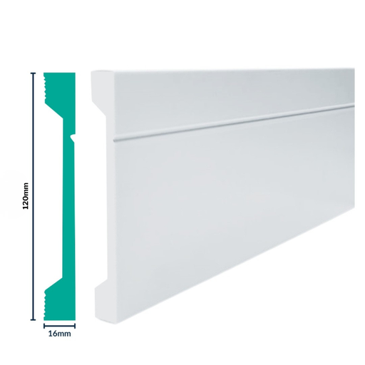 [3023WN] HDPS Skirting H 120 X W 16 X L 2700mm White