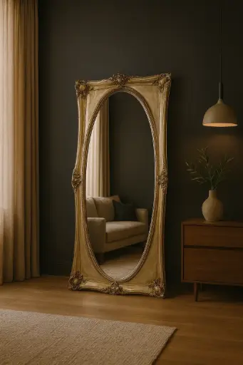 [HX021] Mirror Ornate Standing 900X1830mm Champagne