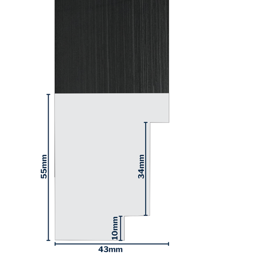[Q955-3B] Q-Moulding W 42 X H 55 X L 2900mm Black